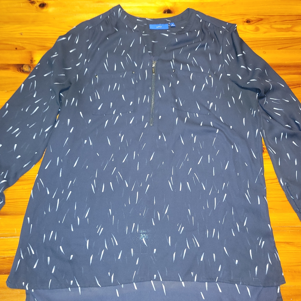 Apt. 9 Navy Blouse with White Accents
